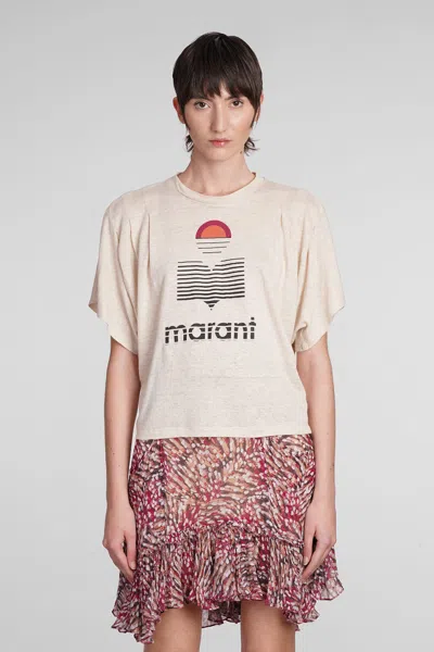 Marant Etoile Kyanza Linen T-shirt In Beige