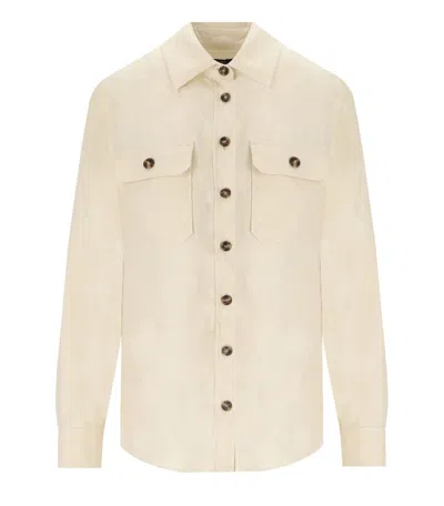 Max Mara Valda Beige Linen Shirt In White