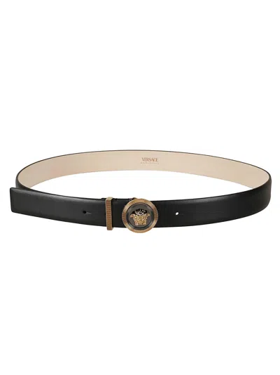 Versace Bi-color Medusa Buckled Belt In Black