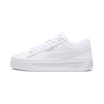 Puma Smash Platform V2 Women's Sneakers In White- White