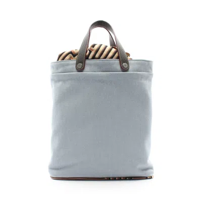 Pre-owned Hermes Petite Ash Handbag Tote Bag Canvas Leather Silk Light Multicolor Silver Hardware