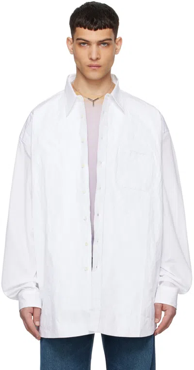 Y/project Scrunched Brand-embroidered Cotton Shirt In Bianco