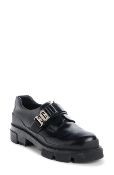Givenchy Squared 4g Buckle Leather Derby Shoes In Black