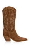 Sonora Santa Fe Embroidered Suede Western Boots In Brown