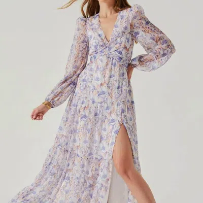 Astr Seona Floral Long Sleeve Maxi Dress In Purple