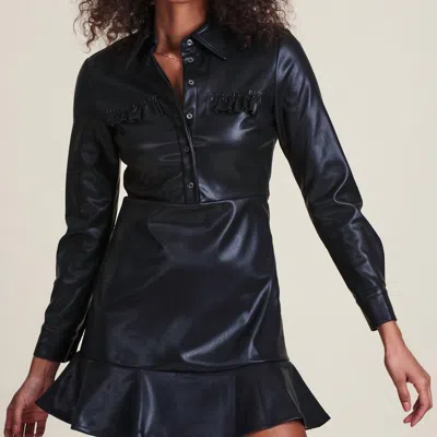 The Shirt Leather Dress In Black
