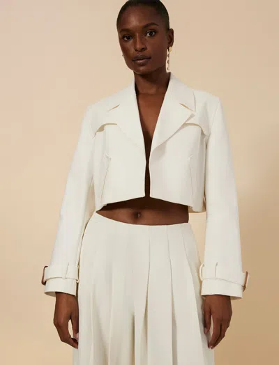 Bcbgmaxazria Cropped Trench Jacket In Gardenia