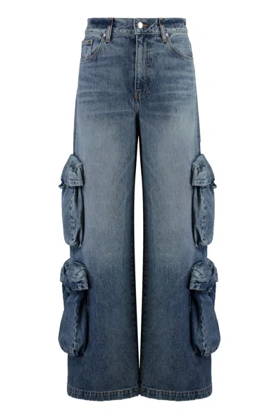 Amiri Cargo Baggy Jeans In Denim
