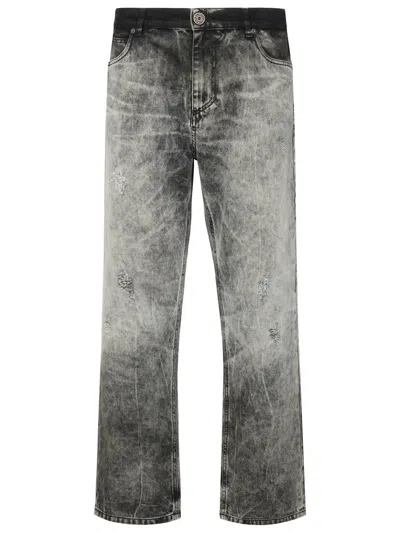 Balmain Grey Cotton Jeans In Grey