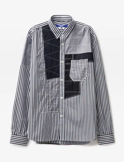 Junya Watanabe Patchwork Striped Cotton Shirt In White