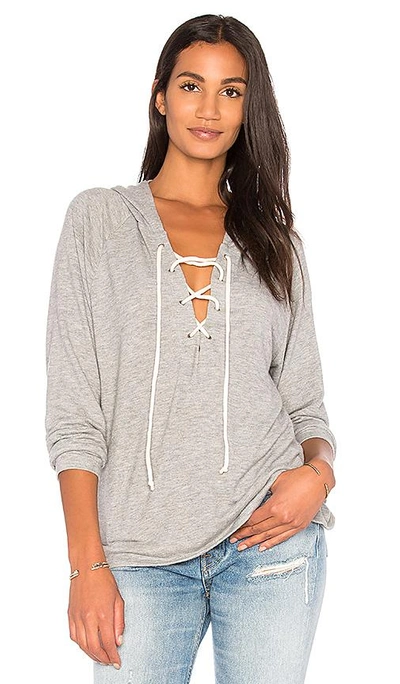 Michael Lauren Carson Lace Up Hoodie In Grey