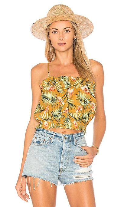 Sincerely Jules Palm Crop Top In Green