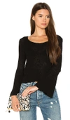 CALLAHAN WAFFLED BELL SLEEVE SWEATER,6178