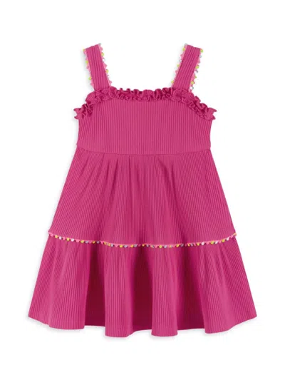 Andy & Evan Kids' Little Girl's Ruffle Rib-knit Dress In Fuchsia