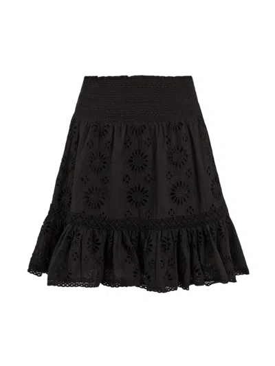 Secret Mission Tanya Broderie Anglaise Cotton Skirt In Black