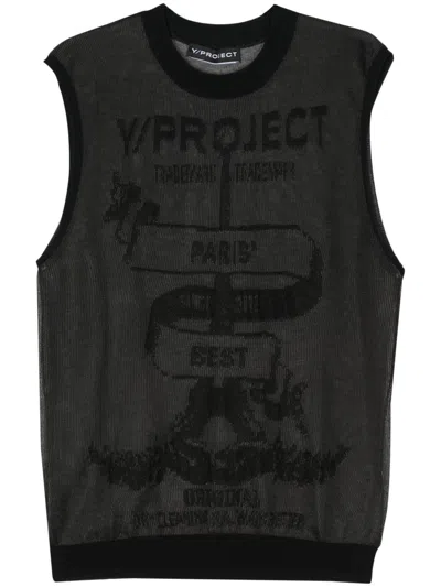 Y/project Semi-sheer Sleeveless Jumper In Black