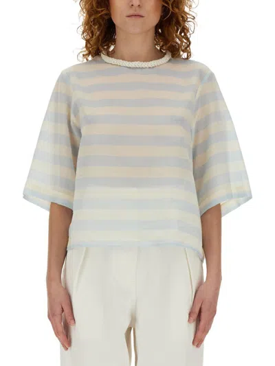 Alysi Striped Tops. In Baby Blue