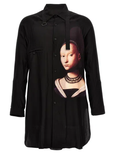 Yohji Yamamoto M-young Girl Printed Silk Shirt In Black