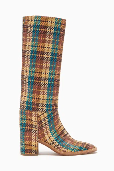 Ulla Johnson Elena Woven Riding Boot In Wheat Woven