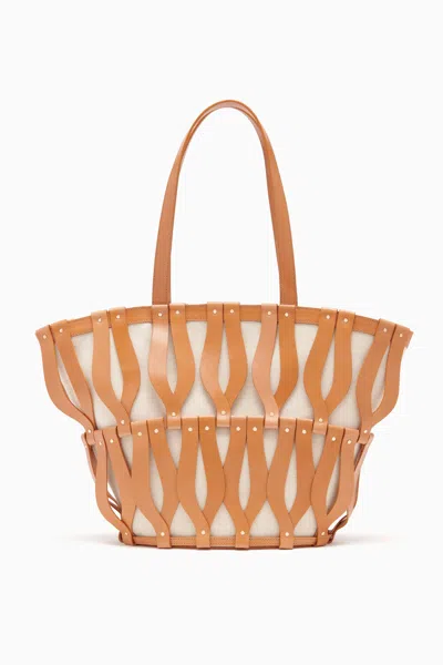 Ulla Johnson Indra Large Tote In Saddle/canvas