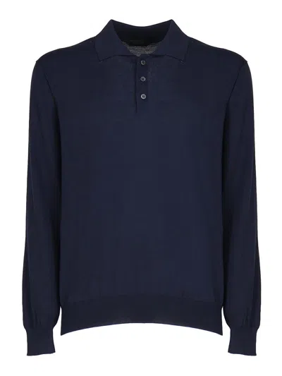 Zanone Long-sleeved Polo Shirt In Blue