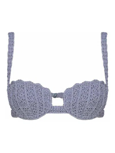 Blumarine Openwork Bra Top In Blue