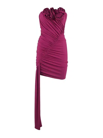 Magda Butrym Strapless Jersey Sash Mini Dress In Purple