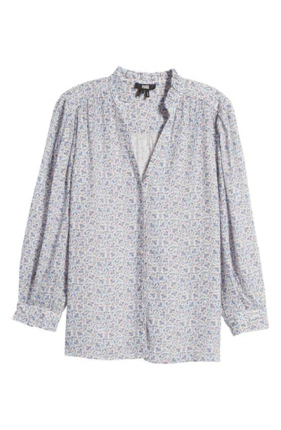 Paige Keyra Floral Print Button-up Top In French Blue Multi
