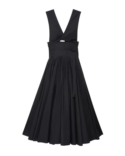 Another Tomorrow Cutout Flared Wrap Dress In Black