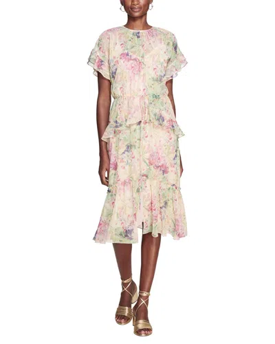 Marchesa Notte Lita Ruffled Chiffon Dress In Pink