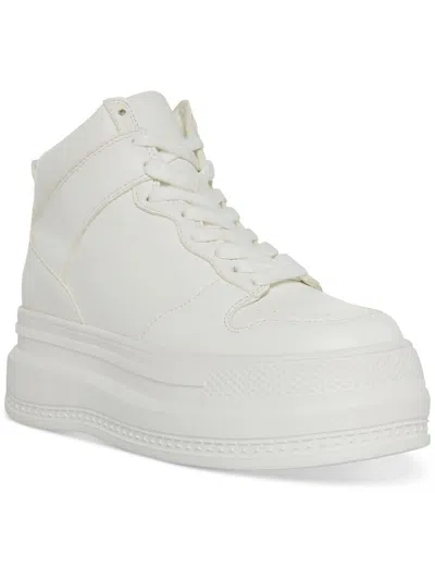 Madden Girl Jamz Womens Retro Lace Up High-top Sneakers In White