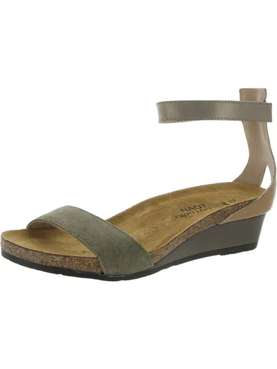 Naot Pixie Womens Leather Colorblock Wedge Sandals In Green