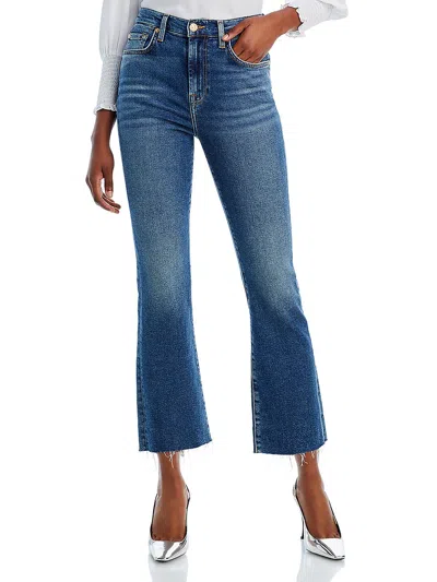 7 For All Mankind Womens High Rise Stretch Straight Leg Jeans In Blue