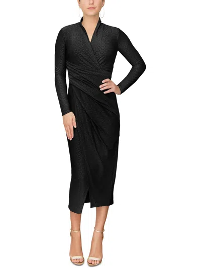 Rachel Rachel Roy Womens Eyelet Midi Wrap Dress In Black