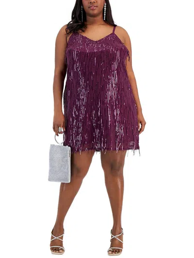 City Studio Plus Womens Sequined Mini Cocktail And Party Dress In Pink