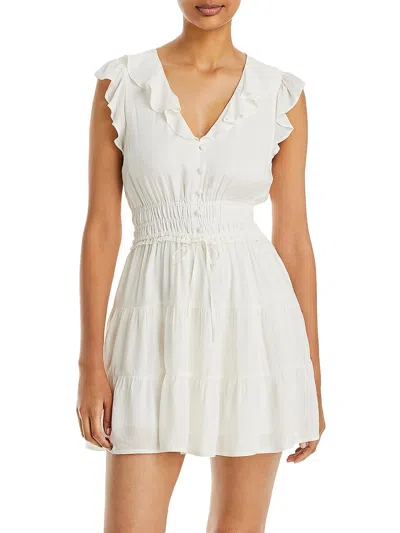 Paige Paradise Womens Smocked Button Front Mini Dress In White