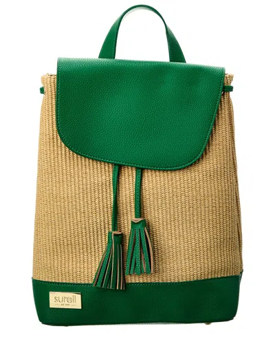 Surell Accessories Paper Straw Backpack In Brown