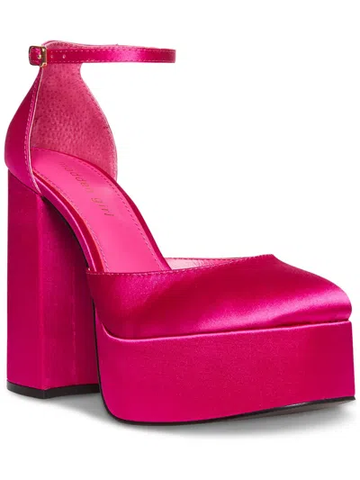 Madden Girl Dion Womens Round Toe Ankle Strap Platform Heels In Pink