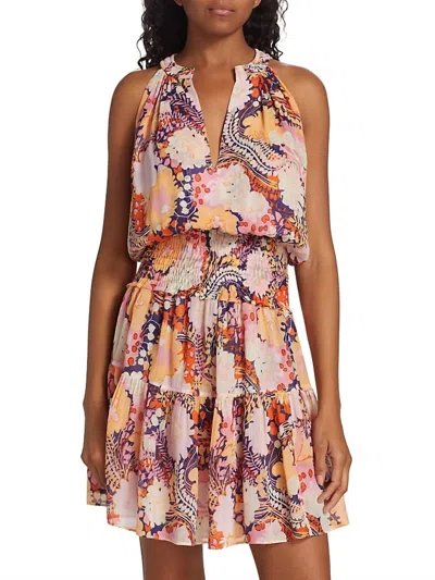 A.l.c Courtney Printed V-neck Mini Dress In Multi