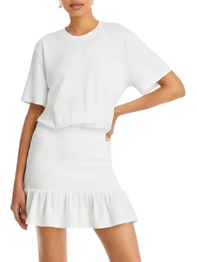Fore Womens Crewneck Mini T-shirt Dress In White