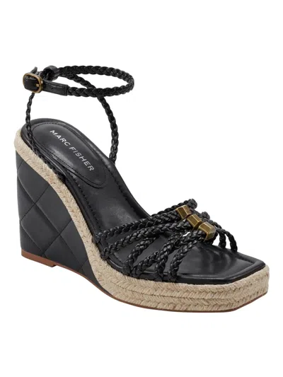 Marc Fisher Womens Wedge Ankle Strap Espadrilles In Black