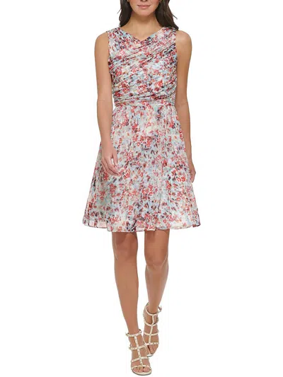 Dkny Womens Party Mini Fit & Flare Dress In Multi