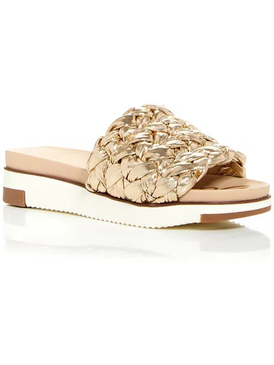 Sam Edelman Ainslie Womens Faux Leather Braided Platform Sandals In Gold