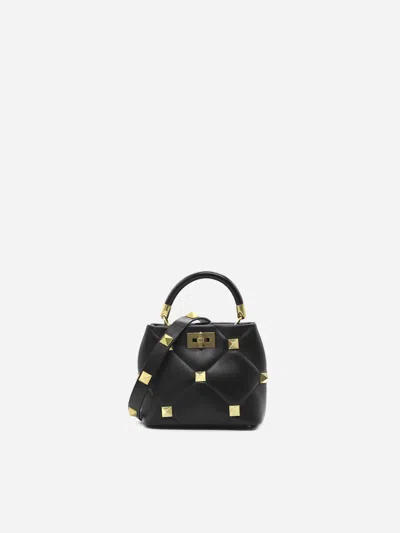 Valentino Garavani Small Roman Stud Handbag In Black
