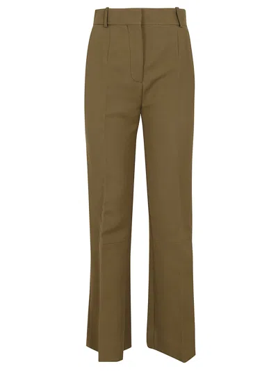 Victoria Beckham Cropped Cotton Trousers In Green