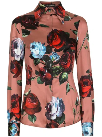 Dolce & Gabbana Camicia St Rose Vintage In Ayt Fondo Rosa