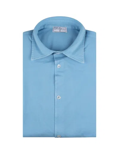 Fedeli Shirt In Light Blue Cotton Piqué