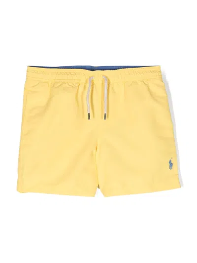 Ralph Lauren Teen Boys Yellow Pony Swim Shorts In Yellow & Orange