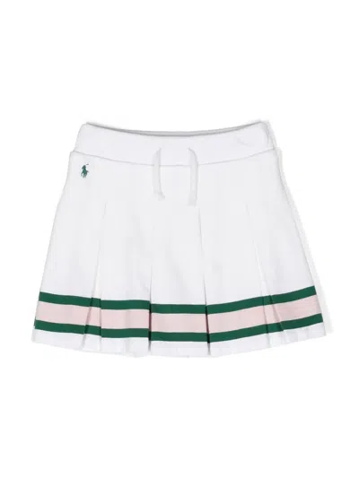 Ralph Lauren Kids' White Pleated Mini Skirt With Striped Pattern