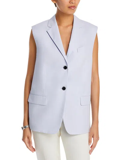 Theory Petites Womens Twill Sleeveless Two-button Blazer In Blue
